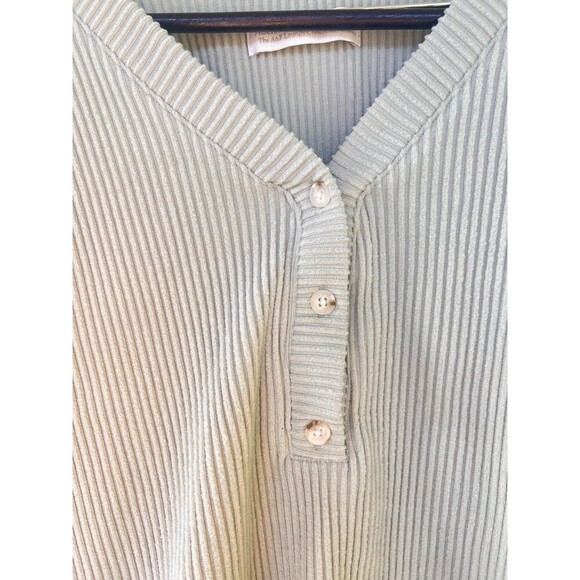 Abercrombie & Fitch Lounge Collection Sage Green Ribbed Henley Pullover Size S/M - Picture 4 of 8